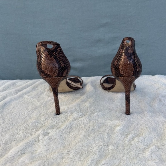 EUC Stuart Weitzman Brown Stiletto Heels with Snakeskin Detail Size 8 Leather - Picture 4 of 8